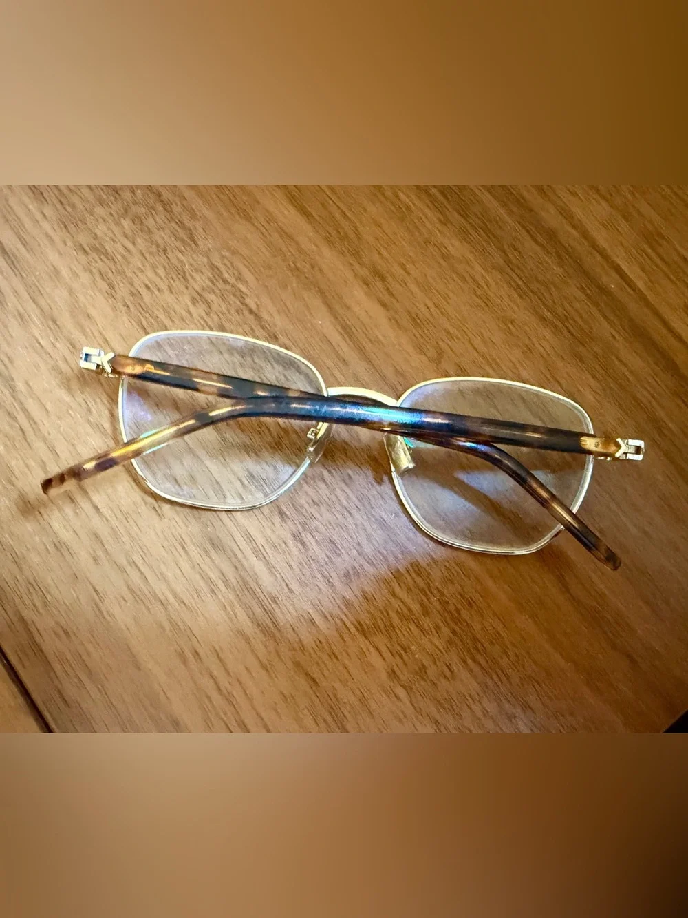 **Kenzo** Gold Frame Eyeglasses with Tortoiseshell Temples